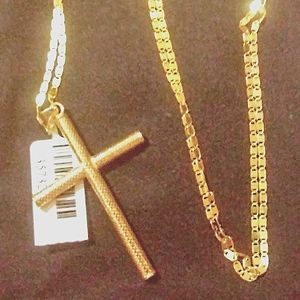 Gold Cross with Gold plated chain